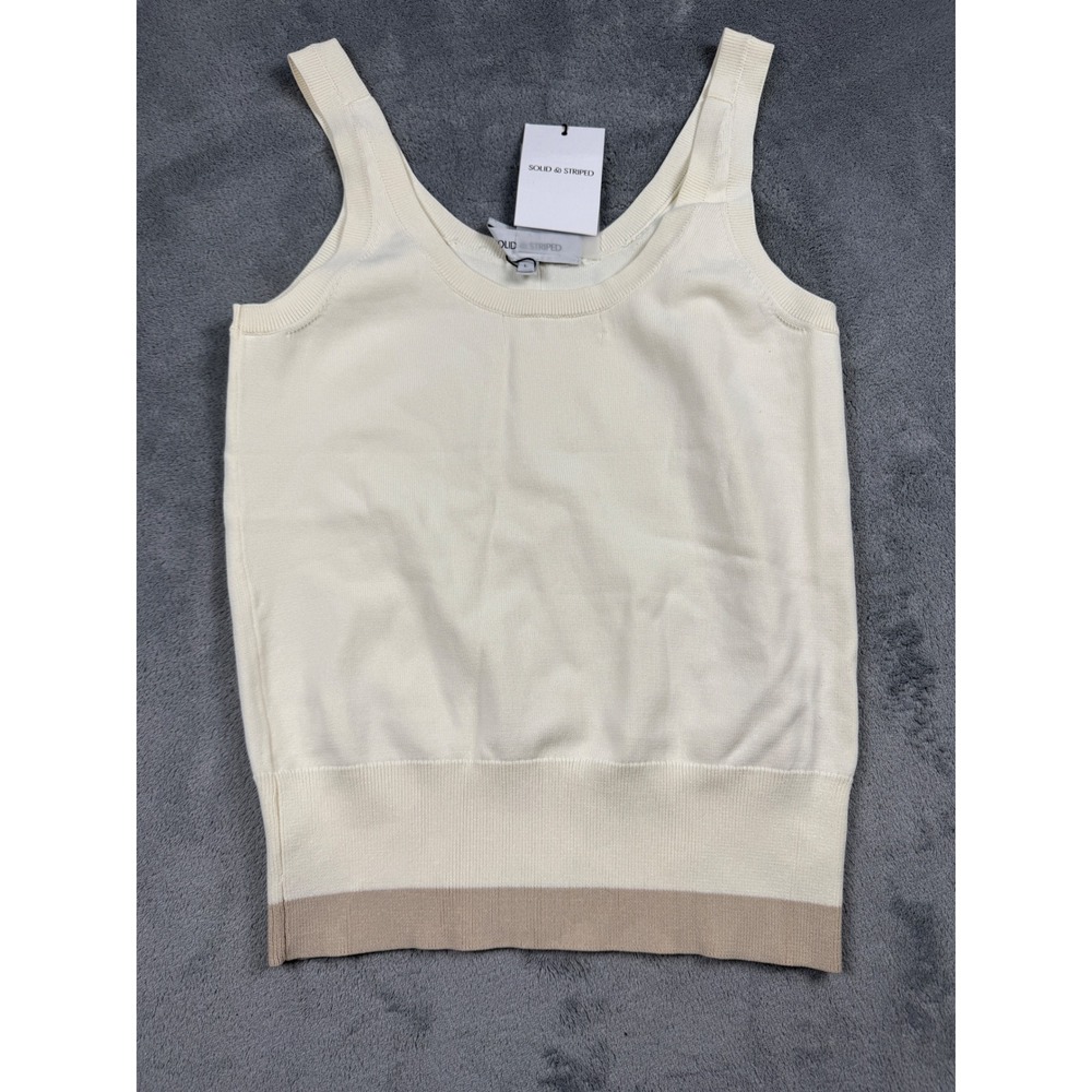 NWT Solid & Striped Knit Tank Top Cream Ivory Large Womens Brule